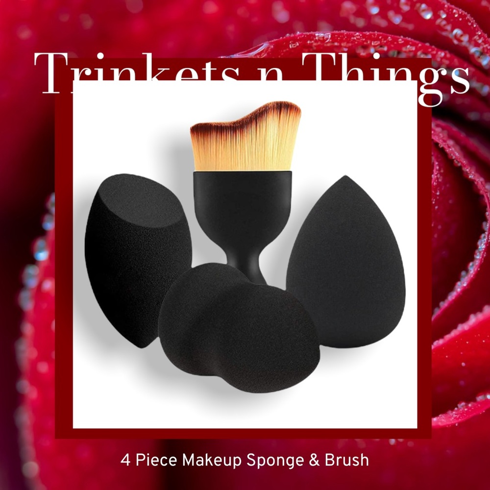 4 Piece Makeup Sponge and Brush Set